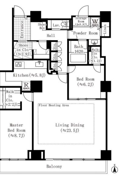 恵比寿ガーデンテラス弐番館　312号室　間取り