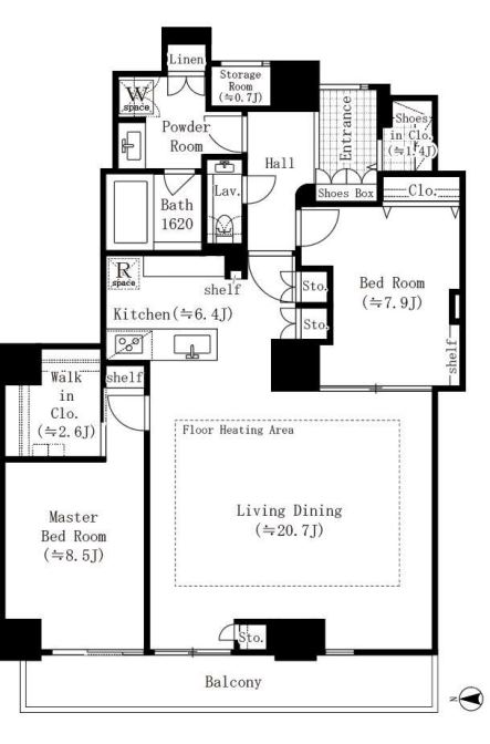 恵比寿ガーデンテラス弐番館　418号室　間取り