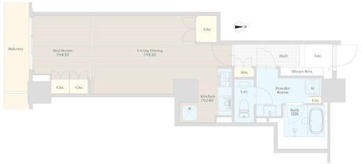 恵比寿ガーデンテラス弐番館　512号室　間取り