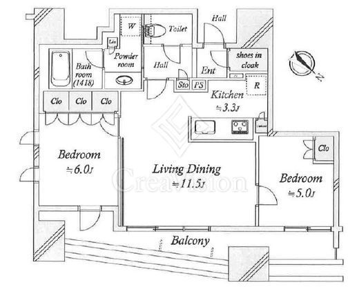 ローレルアイ恵比寿ピアース　1403号室　間取り