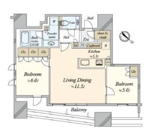 ローレルアイ恵比寿ピアース　1403号室　間取り