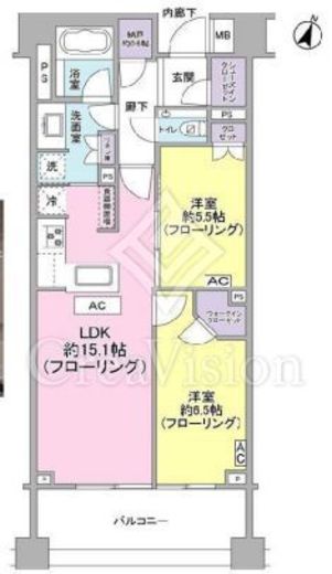 レフィール参宮橋ヒルズ　2B号室　間取り