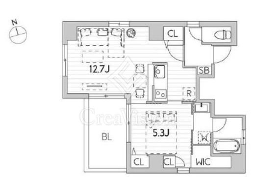 グランデュオ広尾　801号室　間取り