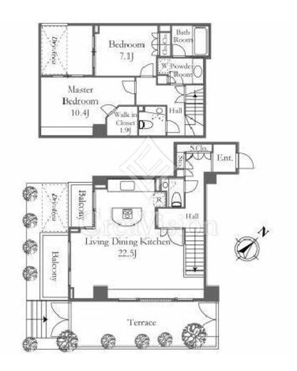 パークハウス市谷砂土原町レフィナール　1F1号室　間取り