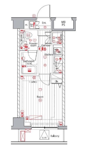 プレミアムキューブ広尾　502号室　間取り
