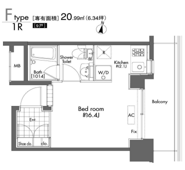 プライムアーバン初台　1102号室　間取り