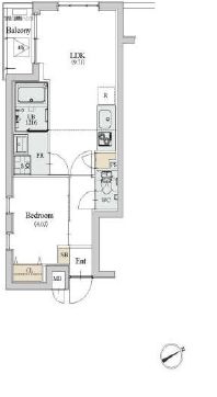 ディームス初台1　401号室　間取り