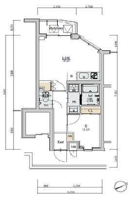 ディームス初台1　402号室　間取り