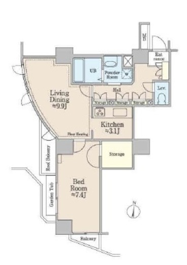 コラム神泉　1106号室　間取り