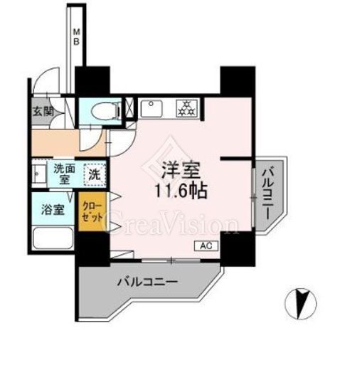 コラム神泉　105号室　間取り