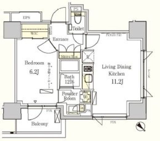 パークアクシス飯田橋レジデンス　602号室　間取り