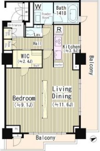 パーク・アヴェニュー神南　1601号室　間取り