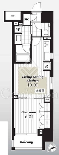 オープンレジデンシア日本橋横山町　9F6号室　間取り