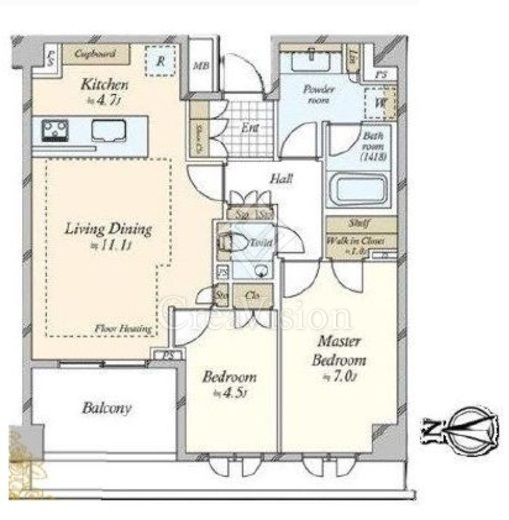 パークコート渋谷大山町ザプラネ　翠邸107号室　間取り