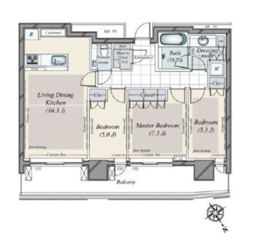 パークコート赤坂檜町ザ・タワー　3507号室　間取り