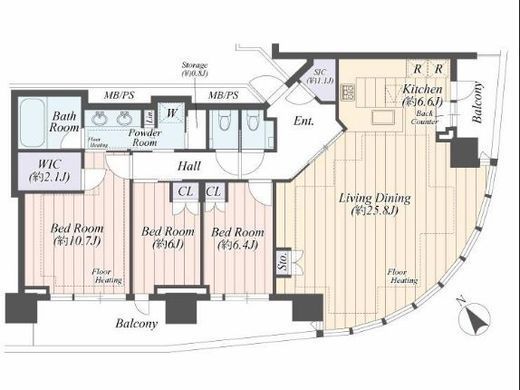 パークコート赤坂檜町ザ・タワー　606号室　間取り