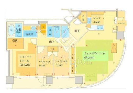 パークコート赤坂檜町ザ・タワー　606号室　間取り