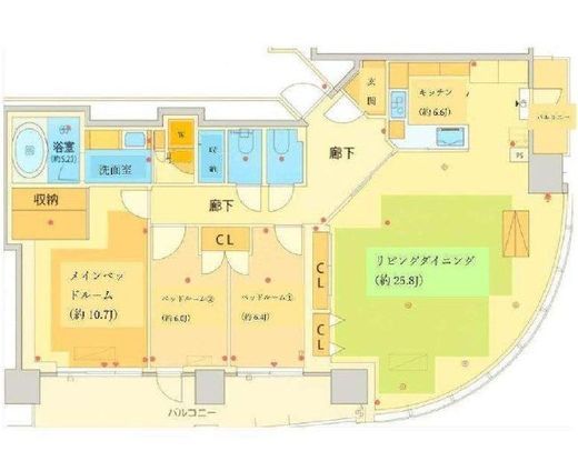 パークコート赤坂檜町ザ・タワー　6F1号室　間取り