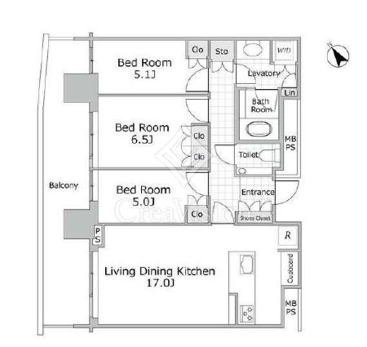 パークコート赤坂檜町ザ・タワー　3302号室　間取り