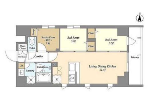 グランエール森下WEST　504号室　間取り