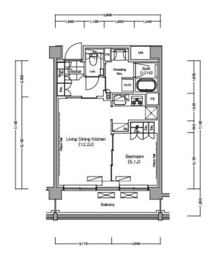 プレジリア代々木大山町　W419号室　間取り