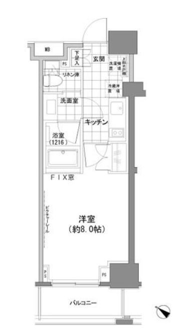 パークハビオ人形町　1204号室　間取り