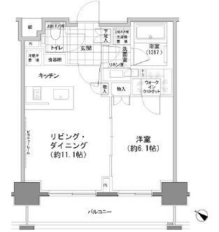 パークハビオ人形町　1206号室　間取り