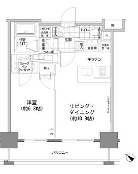 パークハビオ人形町　907号室　間取り