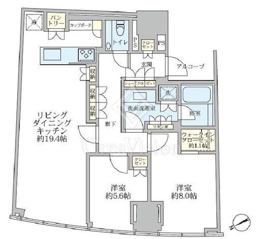 パークコート青山ザ・タワー　1502号室　間取り