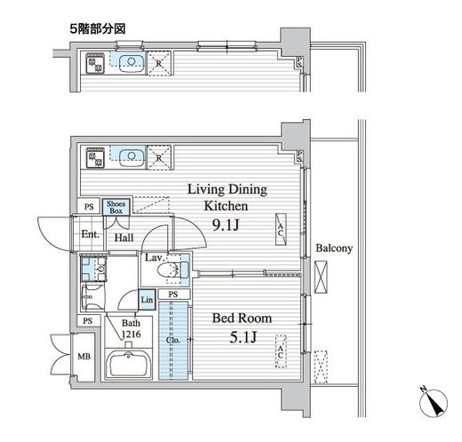 アンソレイユ代々木　409号室　間取り