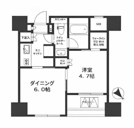 パークリュクス銀座mono　902号室　間取り