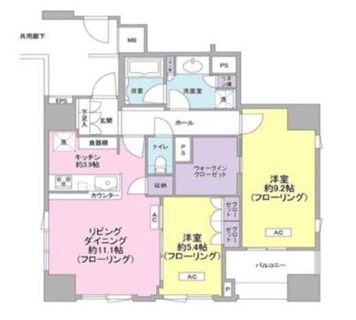 クレヴィア原宿　1303号室　間取り