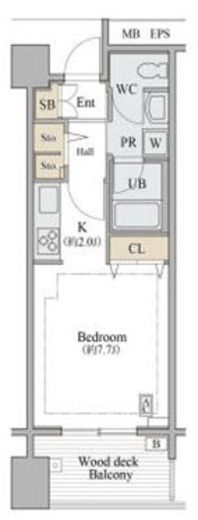 シャレール広尾　1-206号室　間取り