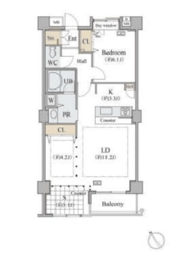 シャレール広尾　2-207号室　間取り