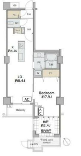 シャレール広尾　2-104号室　間取り