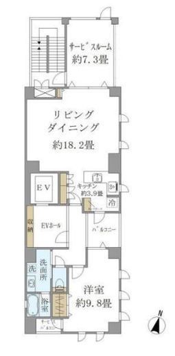 広尾クアルト　701号室　間取り