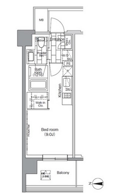 パークハビオ芝浦　401号室　間取り