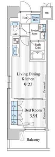 プレノ清澄庭園　214号室　間取り