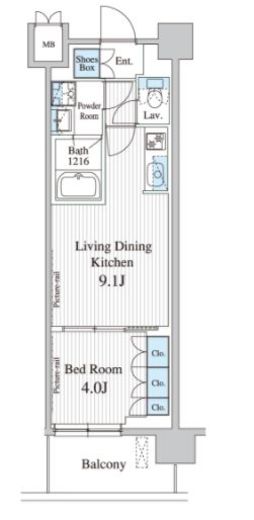 プレノ清澄庭園　716号室　間取り