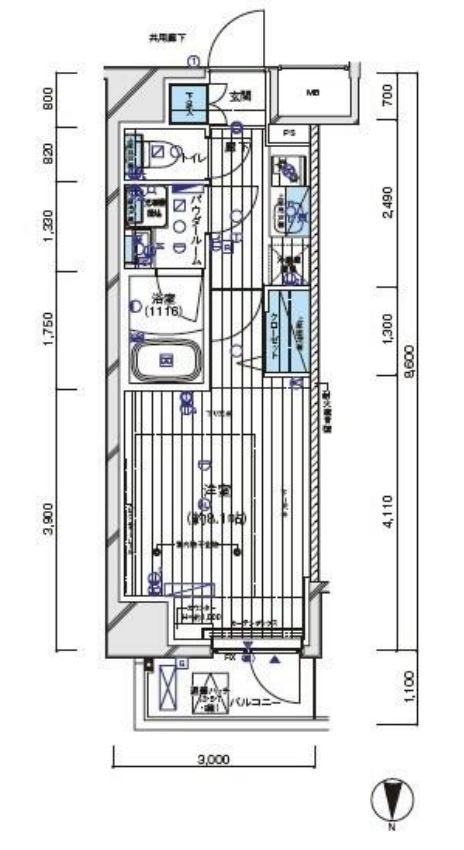 メインステージ白金Ⅱ　202号室　間取り
