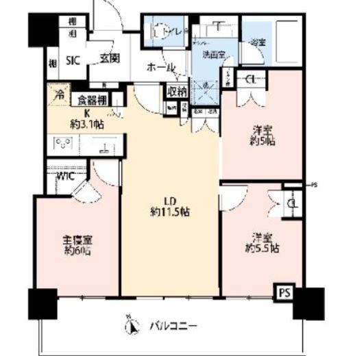 グローバルフロントタワー　14F5号室　間取り