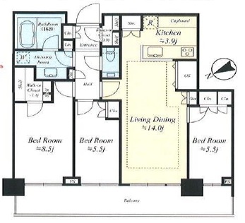 グローバルフロントタワー　3402号室　間取り