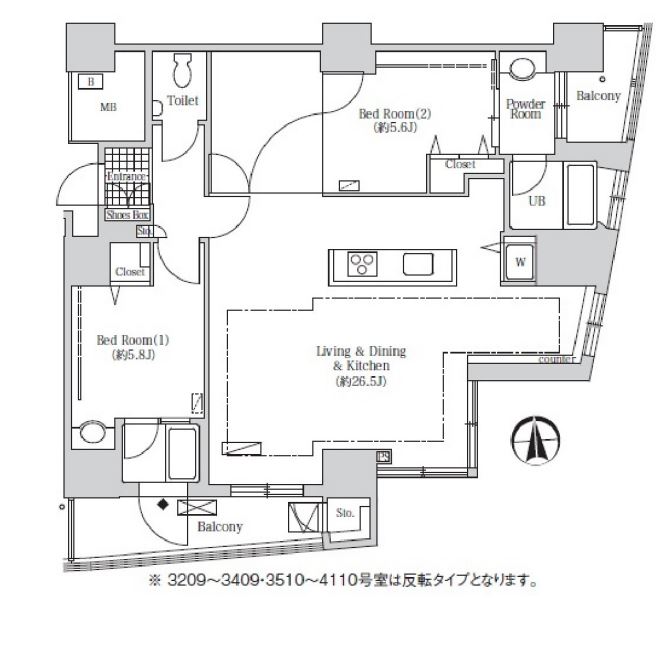 アクティ汐留　3610号室　間取り
