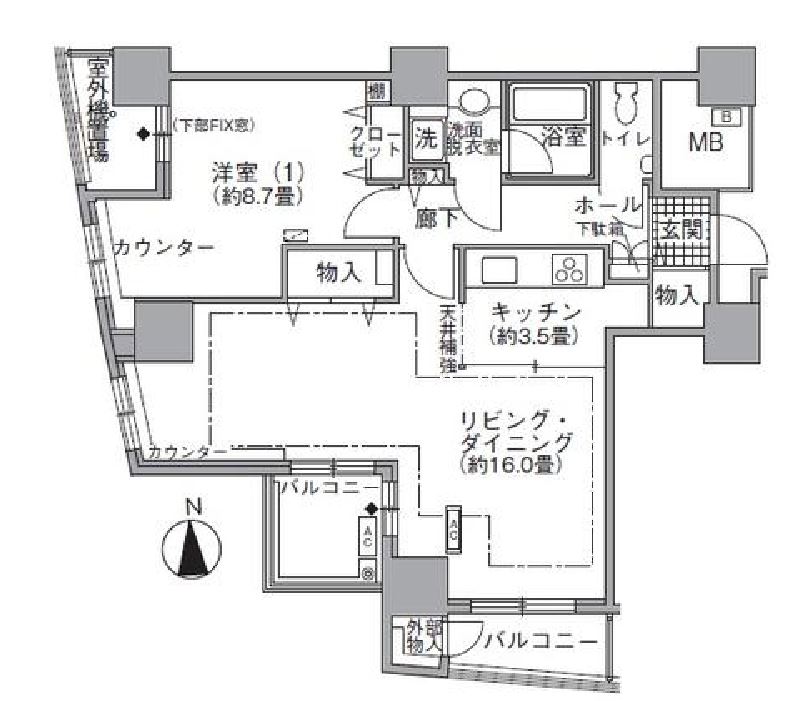 アクティ汐留　3110号室　間取り