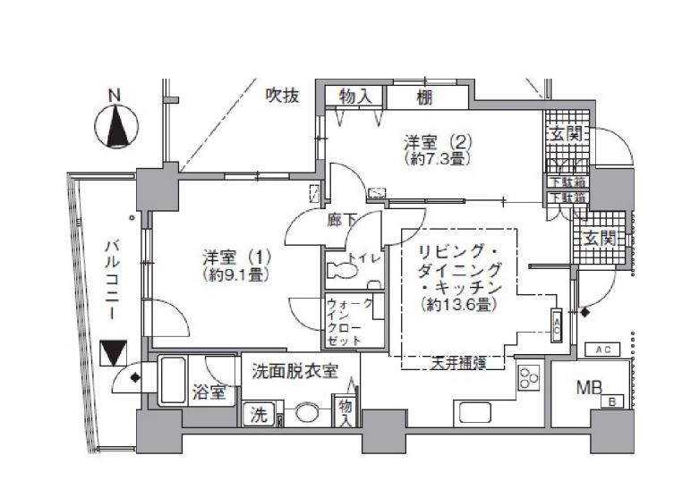 アクティ汐留　2312号室　間取り