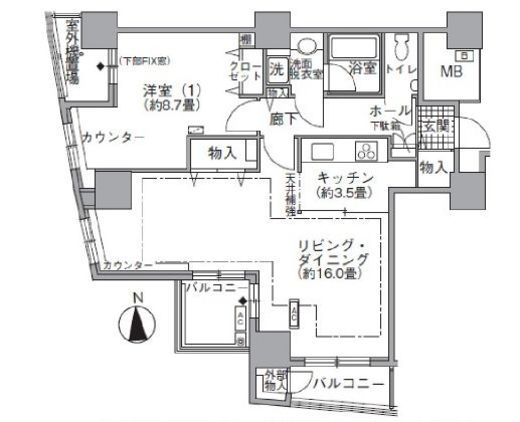 アクティ汐留　2708号室　間取り