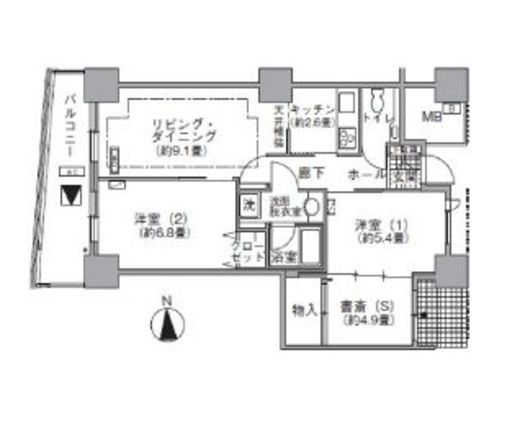 アクティ汐留　3213号室　間取り