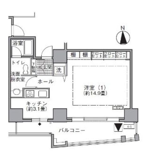 アクティ汐留　407号室　間取り