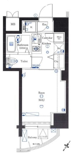 リクレイシア三田　1101号室　間取り