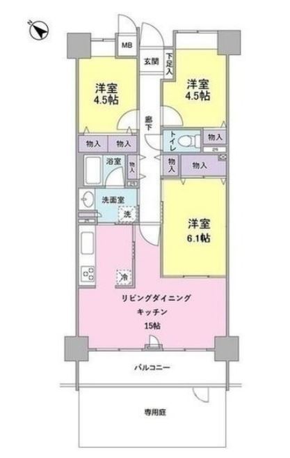 ブリリアントヨス　107号室　間取り